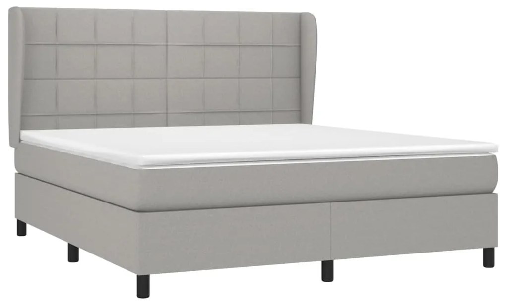 Cama com molas/colchão 160x200 cm tecido cinzento-claro