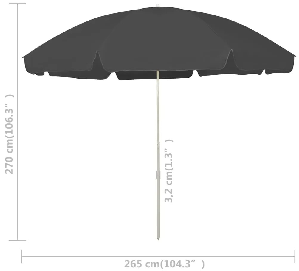 Guarda-sol de praia 300 cm antracite