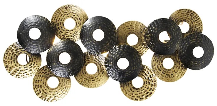 Candeeiro de parede Art Déco oriental dourado antigo 3 luzes - Balla Oriental