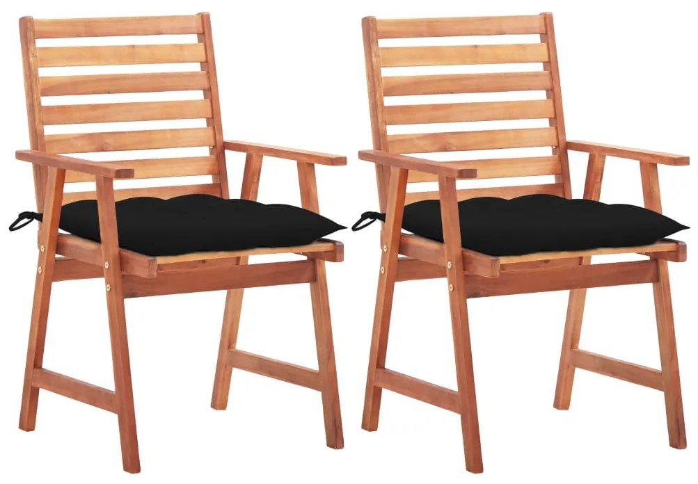 vidaXL Cadeiras de jantar p/ jardim 2 pcs c/ almofadões acácia maciça