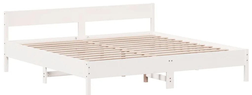 Cama sem colchão 180x200 cm madeira de pinho maciça branco