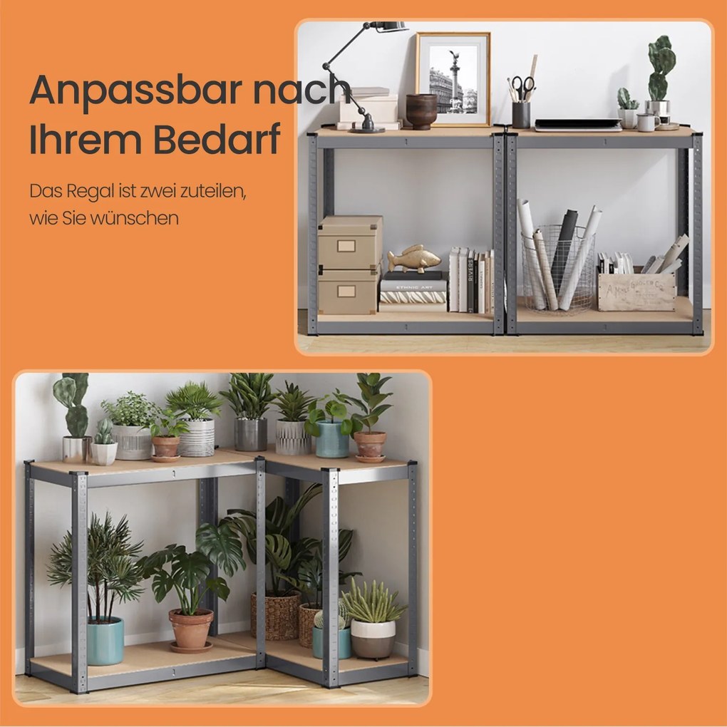 Estante arrumação garagens, escritorios, arrumos 40 x 80 x 160 cm cinzento
