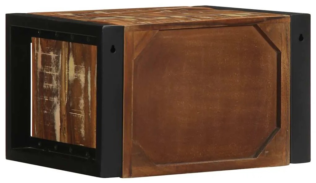 Mesa de cabeceira multicor 40x35x25cm madeira maciça recuperada