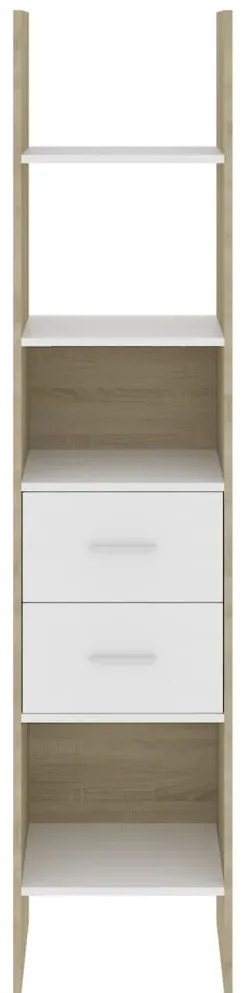 Estante 40x35x180 cm contraplacado branco e carvalho sonoma