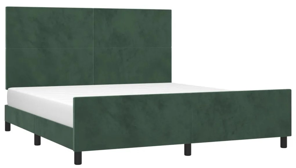 Estrutura de cama sem colchão 160x200 cm veludo verde-escuro