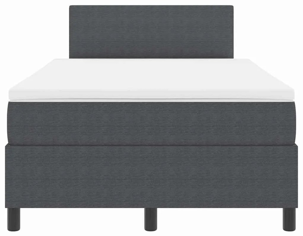 Cama Box Spring com Colchão Cinza Escuro 120x200 cm Tecido de Corduroy
