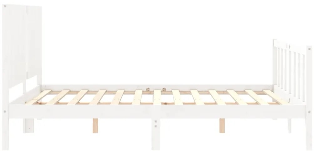 Cama sem colchão 160x200 cm madeira de pinho maciça branco