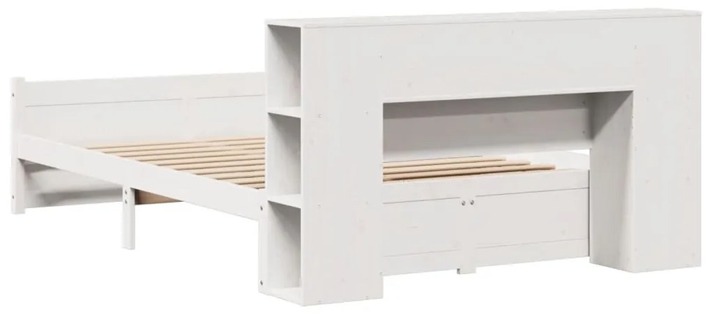 Cama com estante sem colchão 150x200 cm pinho maciço branco