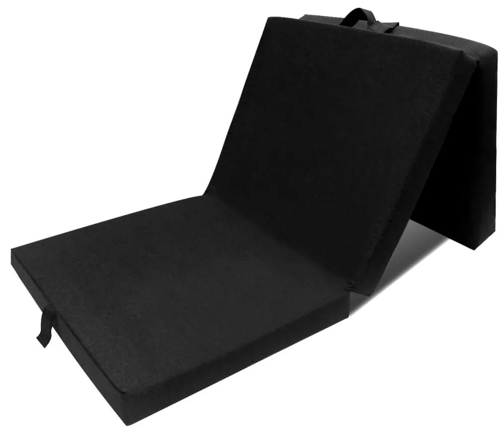 vidaXL Colchão de espuma dobrável em 3 190 x 70 x 9 cm preto