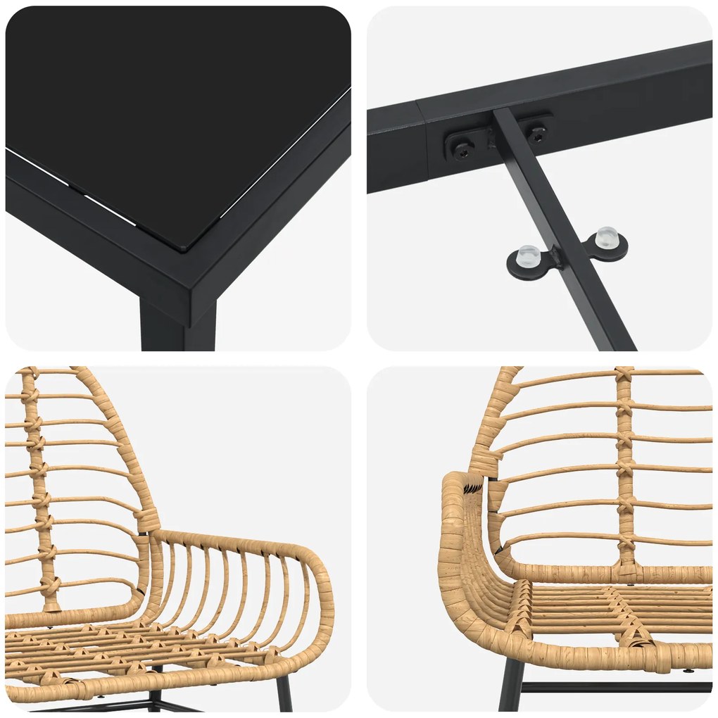 Conjunto de Jantar de Jardim 5 Peças Castanho Polyrattan
