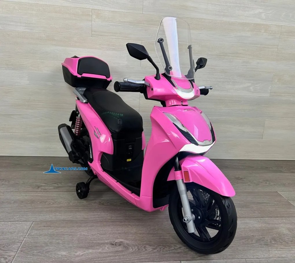 Mota elétrica para crianças a 6 anos 12V Honda SH350i rodas Borracha Rosa