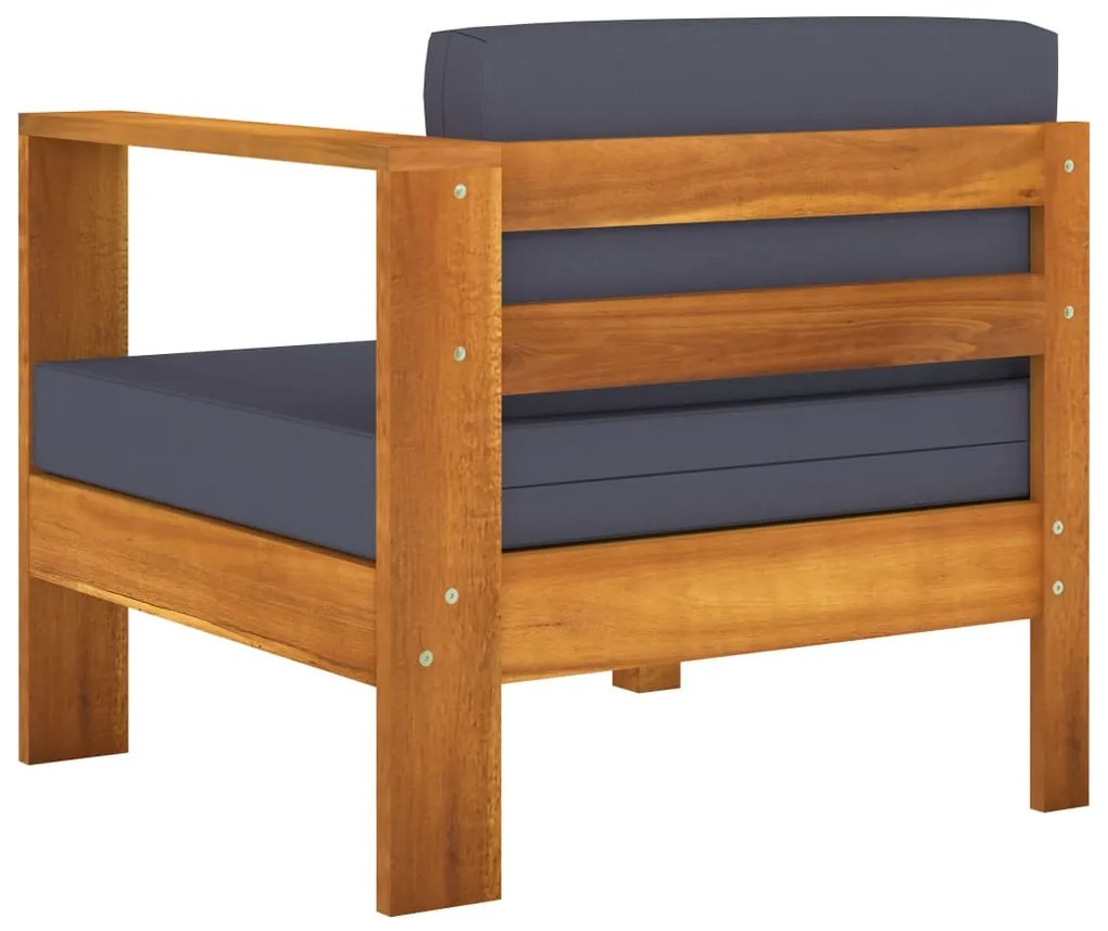 7 pcs conj. lounge de jardim c/ almofadões cinza-escuro acácia
