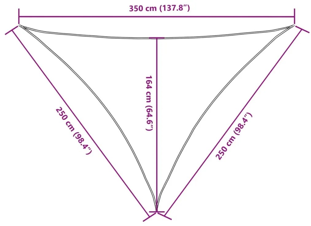 Para-sol estilo vela tecido oxford triangular 2,5x2,5x3,5m bege