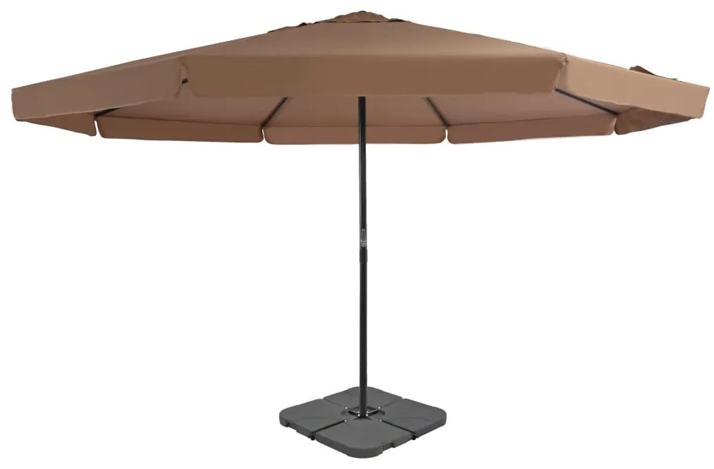 Guarda-sol de jardim com base portátil cinzento-acastanhado