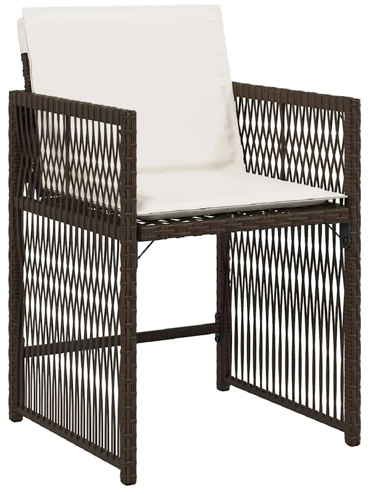 Conjunto de Jantar de Jardim de 5 Peças com Almofadas Castanho e Ratta