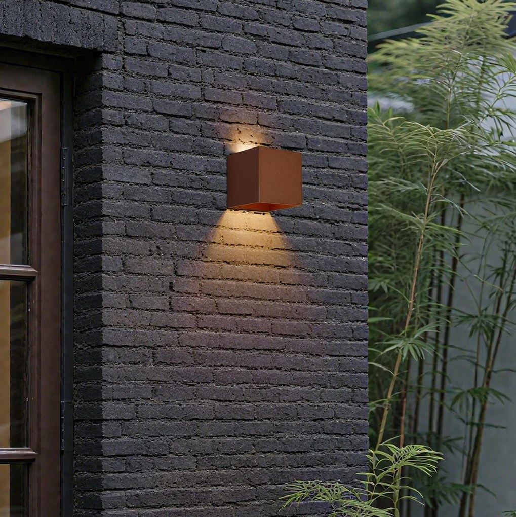 Candeeiro de Parede Exterior Castanho Ferrugem Incl. LED 2 Luzes IP65 com Função de Regulação de Intensidade e Solar - Charlene