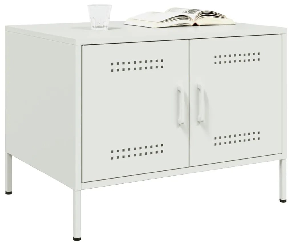 Mesa de centro 68x50x50,5 cm aço branco