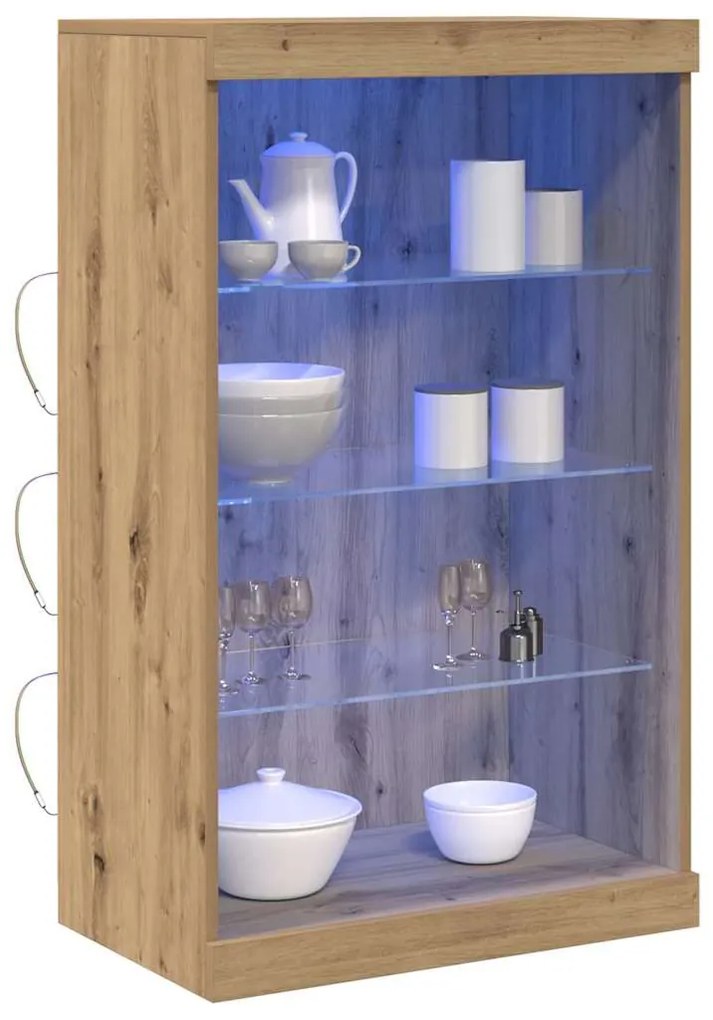 Sideboard vidaXL com Luzes LED Carvalho Artesanal 60,5x37x100 cm