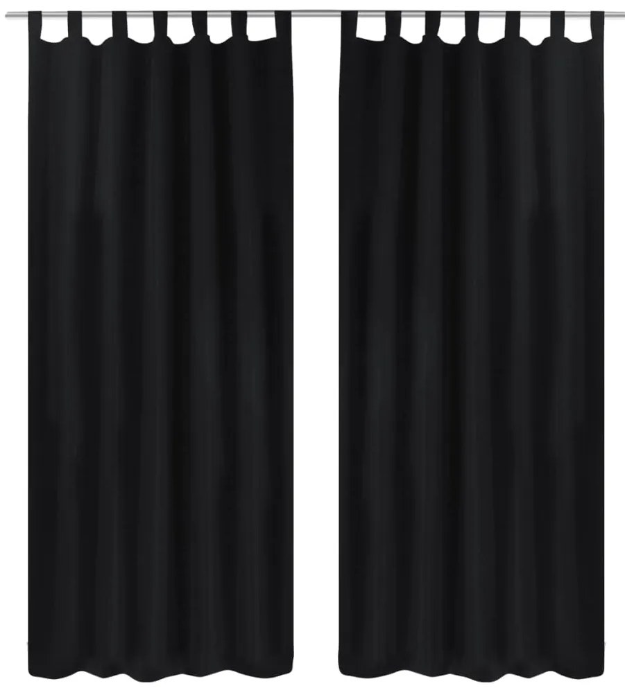 Cortinas de cetim com laços, 2 pcs, preto 140 x 245 cm