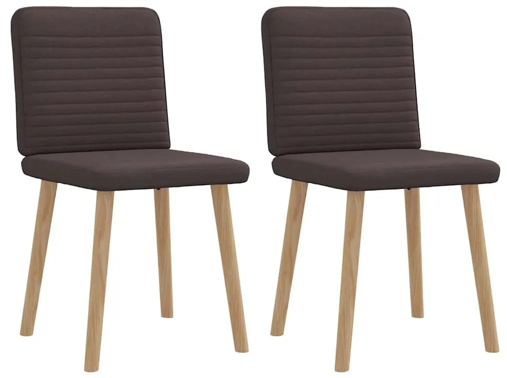 Cadeiras de jantar 2 pcs tecido castanho-escuro