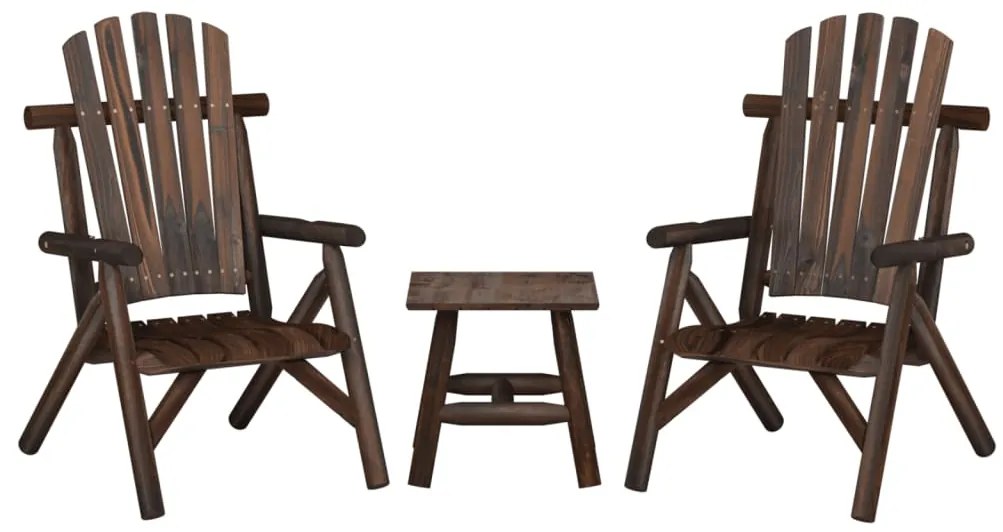 3 pcs conjunto lounge de jardim madeira de abeto maciça