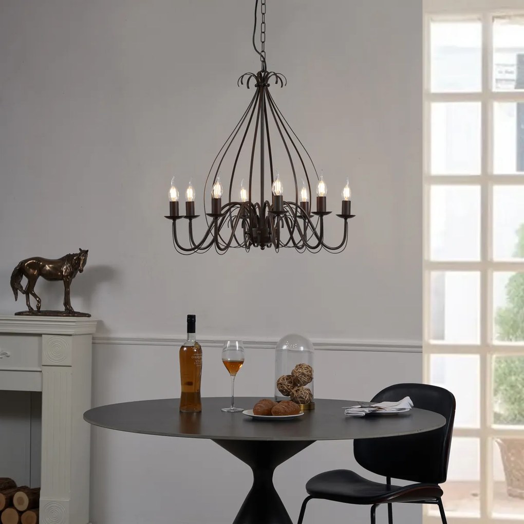 Lustre Clássico Castanho Ferrugem 8-Luzes - Giuseppe