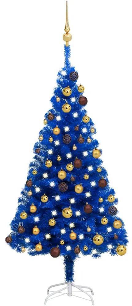 3077507 vidaXL Árvore de Natal artificial c/ luzes LED e bolas 120 cm PVC azul