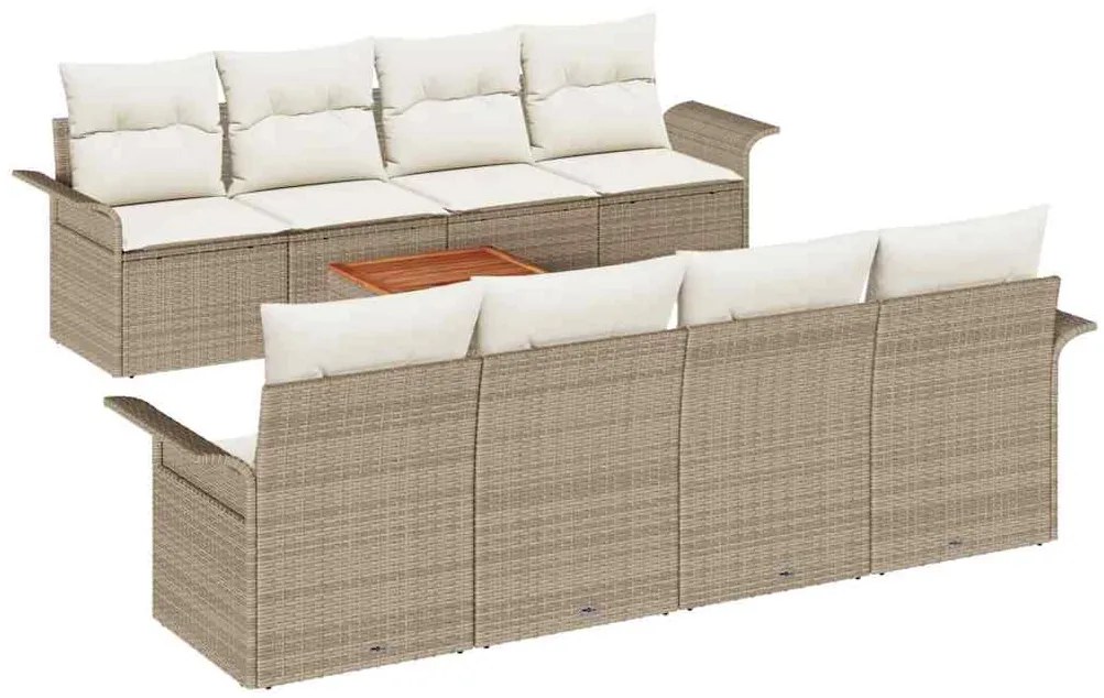 Conjunto de Sofá de Jardim com 7 Peças e Almofadas Bege em Poliratan e