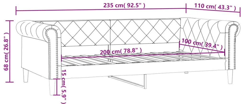 Sofá-cama 100x200 cm couro artificial cor creme