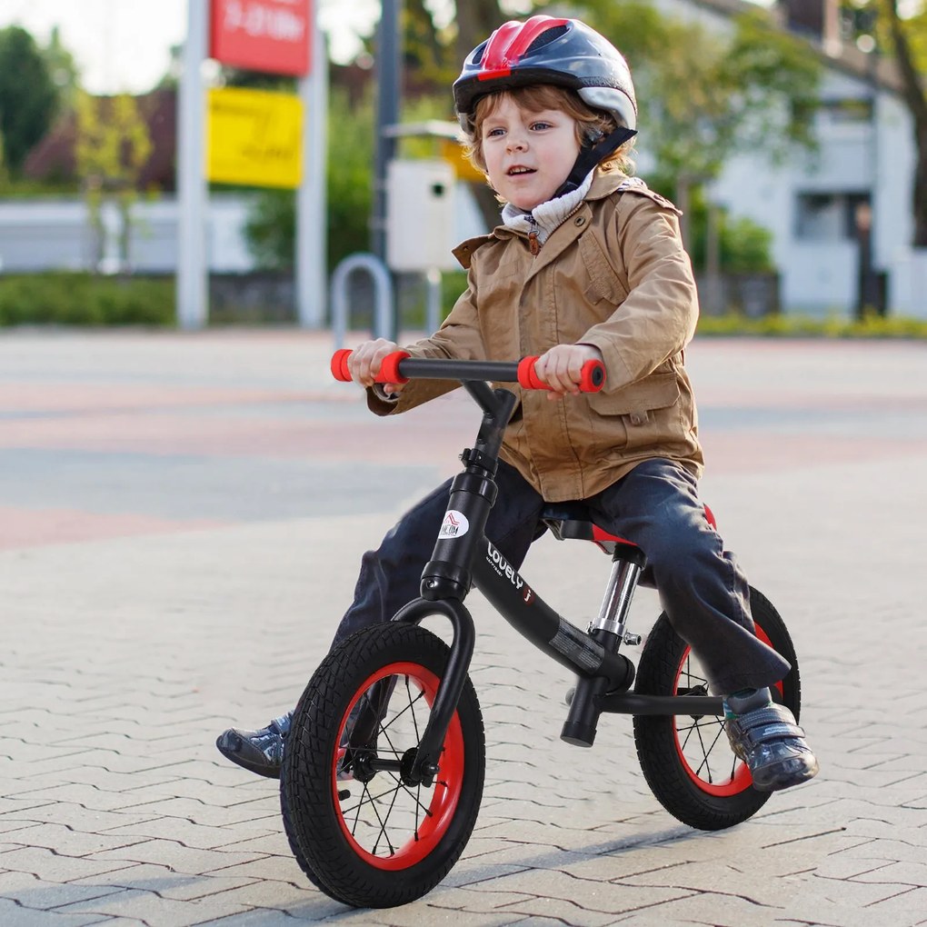HOMCOM Bicicleta sem pedais Altura do assento ajustável 31-45cm crianças acima de 2 anos cor Preto carga 25kg AOSOM PT