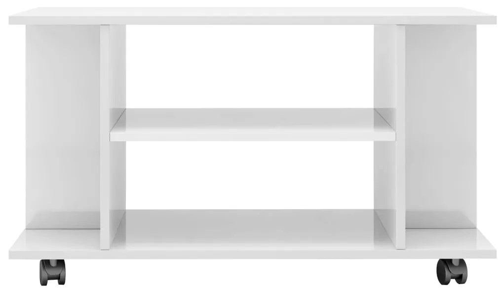 Móvel de TV com rodas 80x40x40cm contraplacado branco brilhante