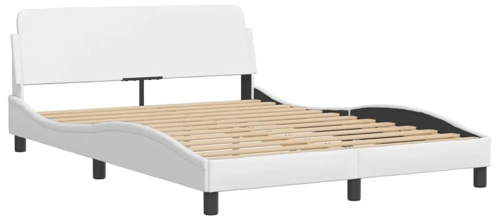 Estrutura cama c/ cabeceira 120x200 cm couro artificial branco