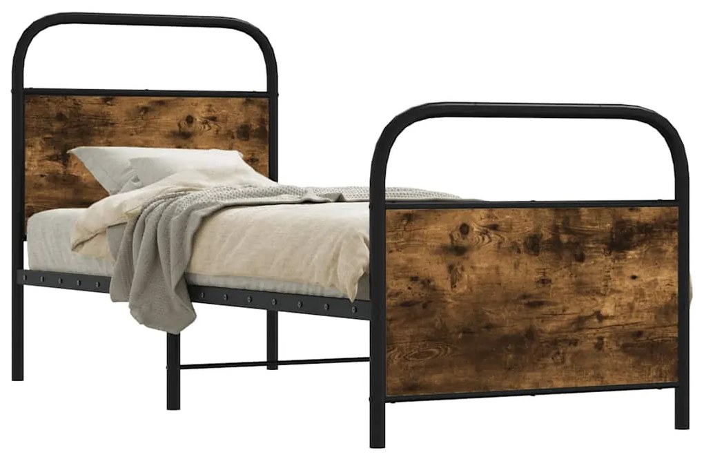 Estrutura cama s/ colchão derivados de madeira carvalho fumado