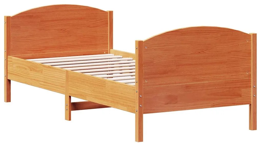 Cama sem colchão 100x200 cm pinho maciço castanho-mel