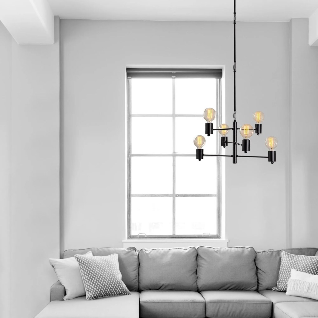 Candeeiro Suspenso Hexa – Preto – 61 x 61 cm