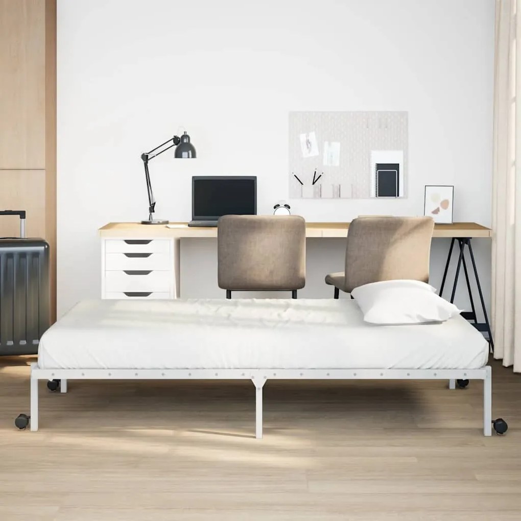 Estrutura de cama sem colchão Dobrável 90x190 cm aço branco