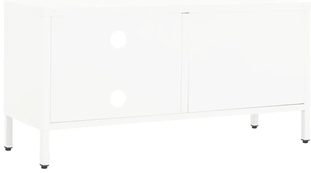 Móvel de TV 90x30x44 cm vidro e aço branco