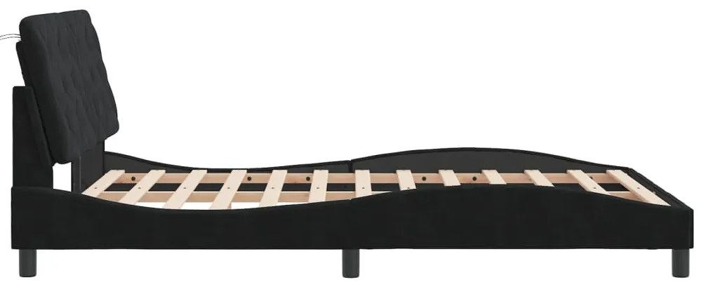 Estrutura de cama sem colchão 140x200 cm veludo preto