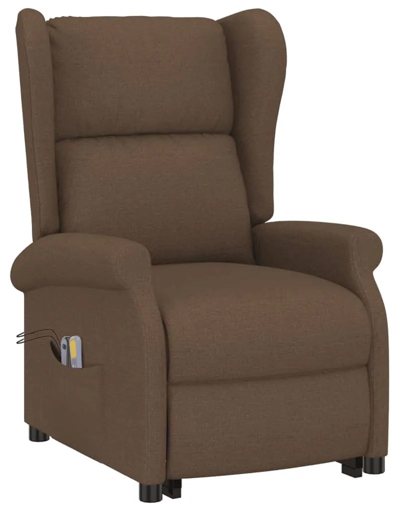 Poltrona elevatória de massagens tecido castanho