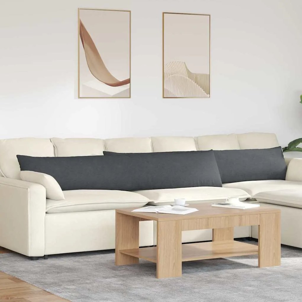 vidaXL Travesseiros de Sofá 2 pcs Cinza Escuro 200 x 40 cm