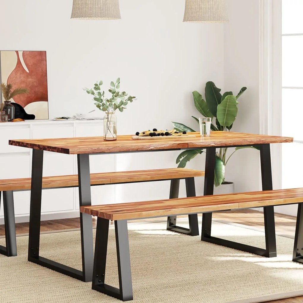 vidaXL Mesa de jantar c/ bordas vivas 160x80x75 cm acácia maciça