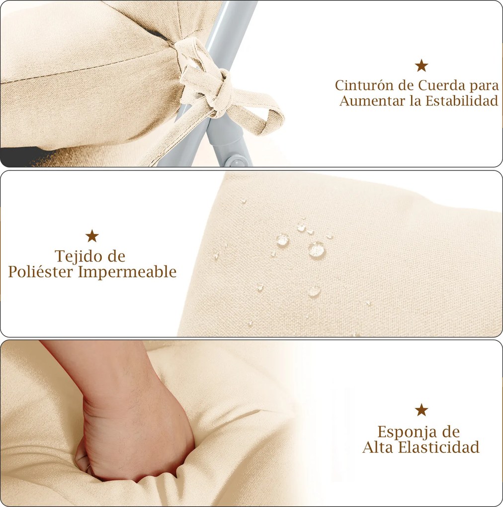 Almofada para Cadeira de Encosto Alto (CADEIRA NÃO INCLUIDA), 56,5 x 51,5 x 64,5 cm, Altura do Encosto Ajustável, Bege