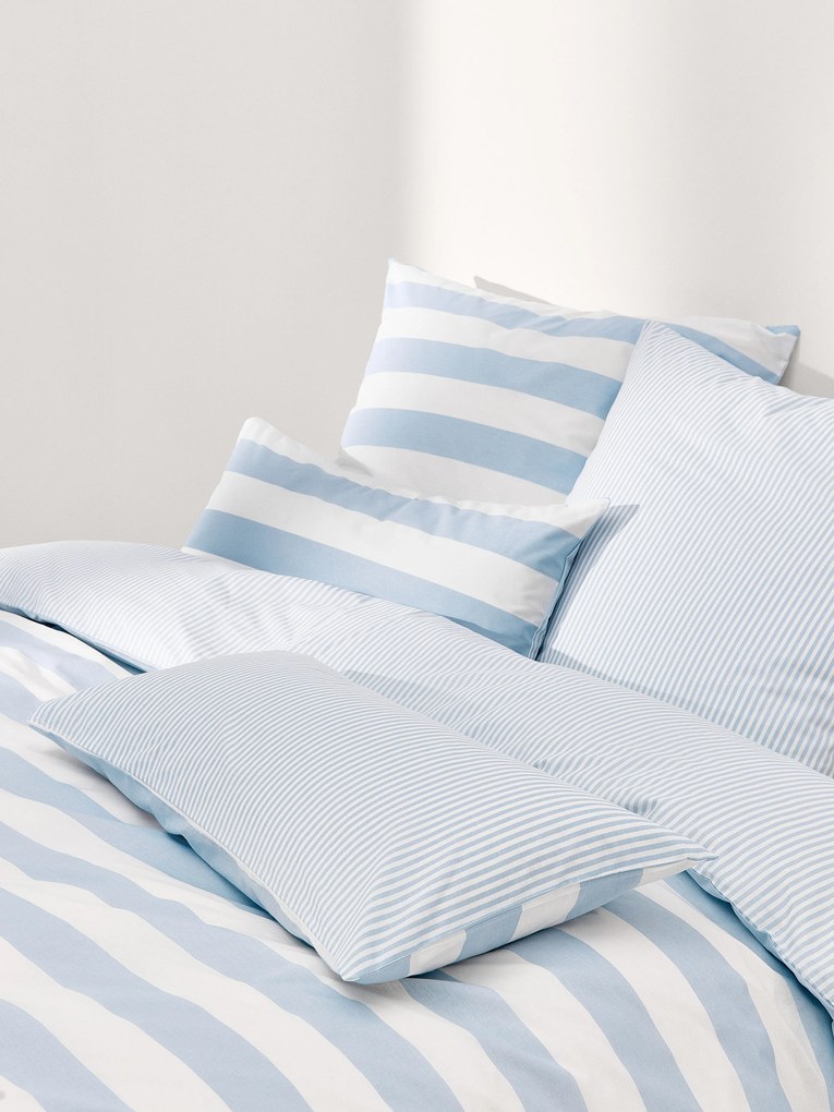 Capa de edredão reversível de algodão às riscas Lorena