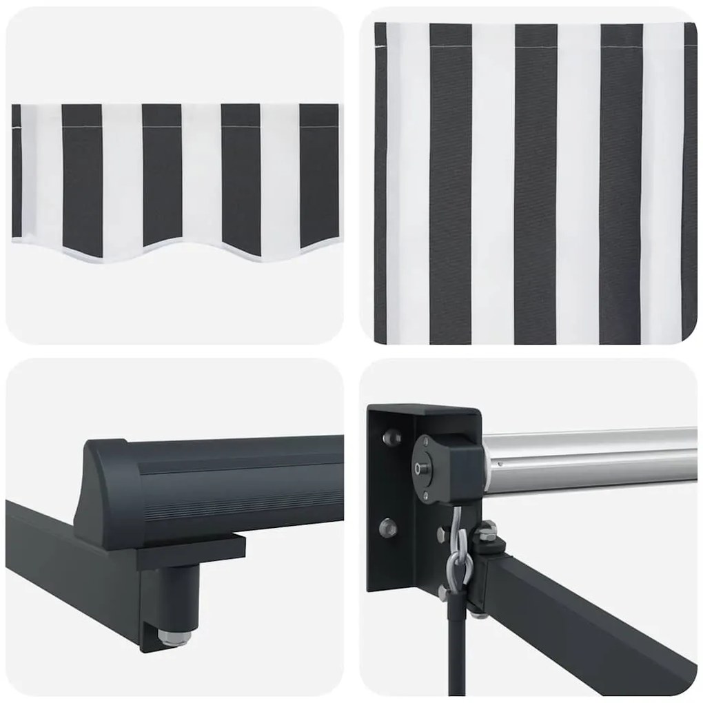 Toldo retrátil 3x2,5 m tecido e alumínio antracite e branco