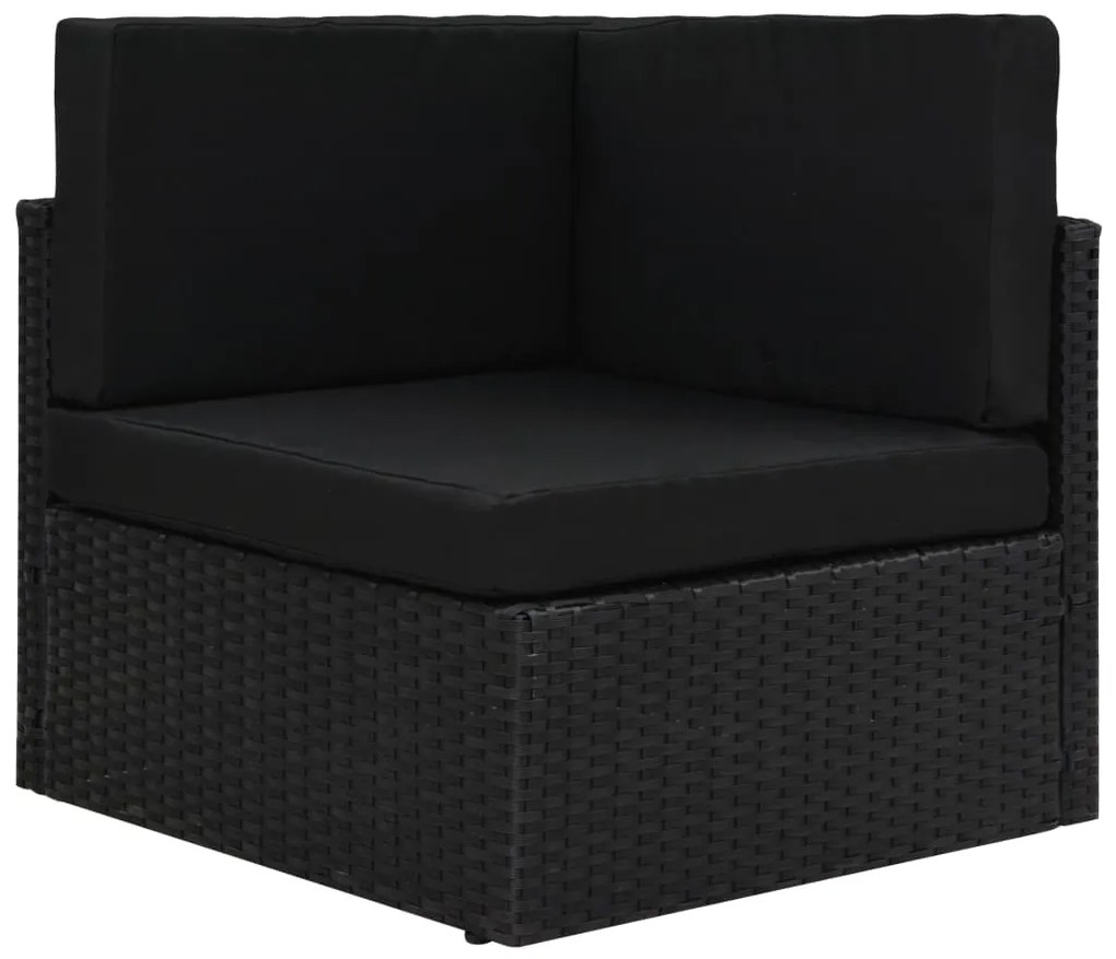 5 pcs conjunto lounge de jardim c/ almofadões vime PE preto