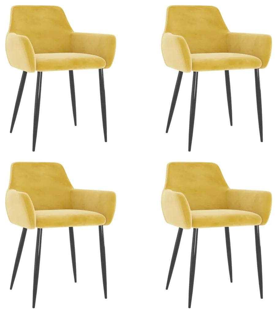 3068038 vidaXL Cadeiras de jantar 4 pcs veludo amarelo mostarda