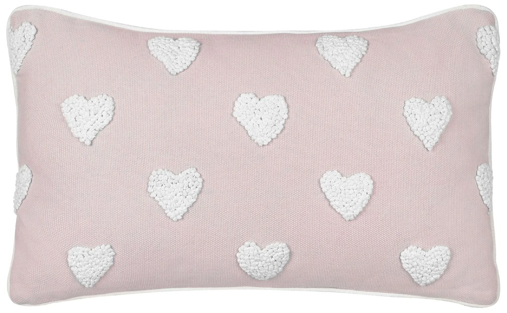 Conjunto 2 almofadas decorativas padrão de corações em algodão rosa 30 x 50 cm GAZANIA Beliani