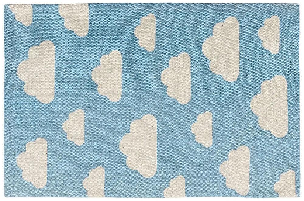 Tapete para crianças em algodão azul e branco 60 x 90 cm GWALIJAR Beliani