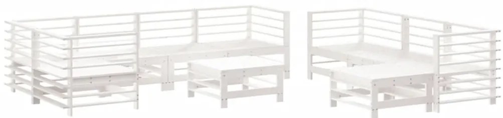 10pcs conjunto lounge jardim c/almofadões madeira maciça branco