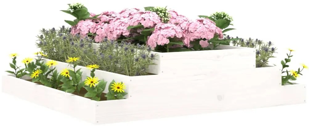 Vaso/floreira 110x110x27 cm pinho maciço branco